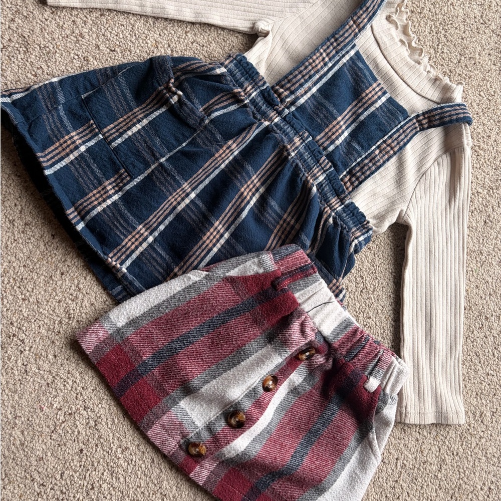 Wonder Nation Blue and Red Plaid Kids Matching Set